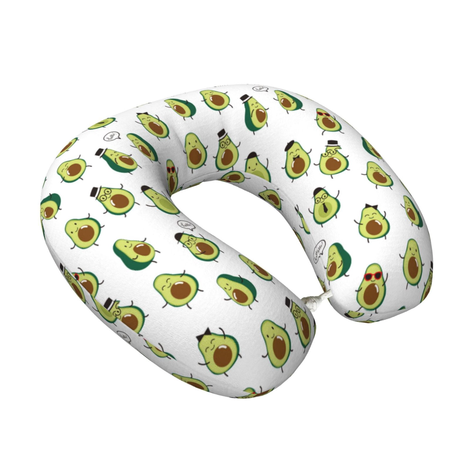 Xecao Avocado Friends Print Memory Foam Cervical Neck Pillow Versatile U-Shaped Pillows for Home,Office,Camping,Travelling,Soft Washable Cover