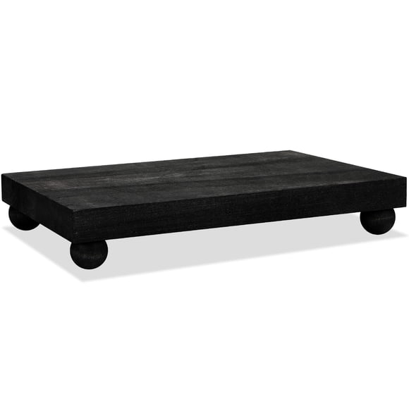 Soporte de madera con pedestal para cocina, bandeja para jabón Farmhouse, color negro