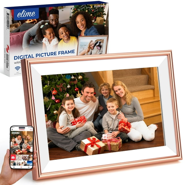 ELIME 10.1 inch WiFi Frameo Digital Picture Frame - 16GB Storage, 1280x800 IPS Touch Screen, MicroSD