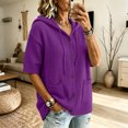 thumbnail image 2 of yillto Womens Short Sleeve Sweater Cardigan with Hooded Button down Casual Loose Knit Coats with Pockets, 2 of 6