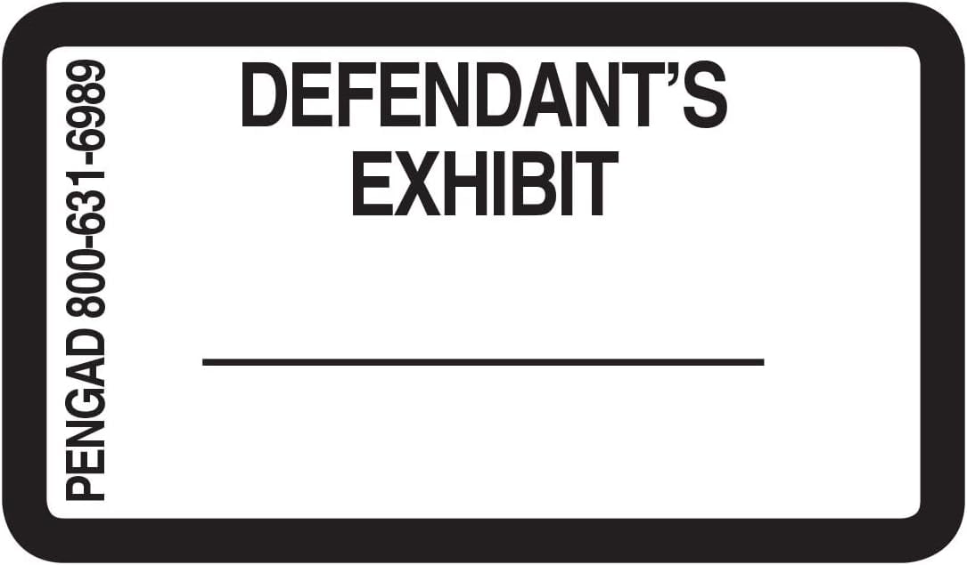 Legal Exhibit Label Stickers, 7/8 X 11/2 Inches, 492 Labels Per Pack (DEFENDANT's Exhibit White