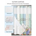 thumbnail image 4 of No Hook Shower Curtain with Snap-in Liner, Easter Waterproof Fabric Bathroom Curtains, Spring Rabbit Ears Foot Flowers Eggs Green Wooden Bath Curtains & Mesh Top Window 66"x72", 4 of 9