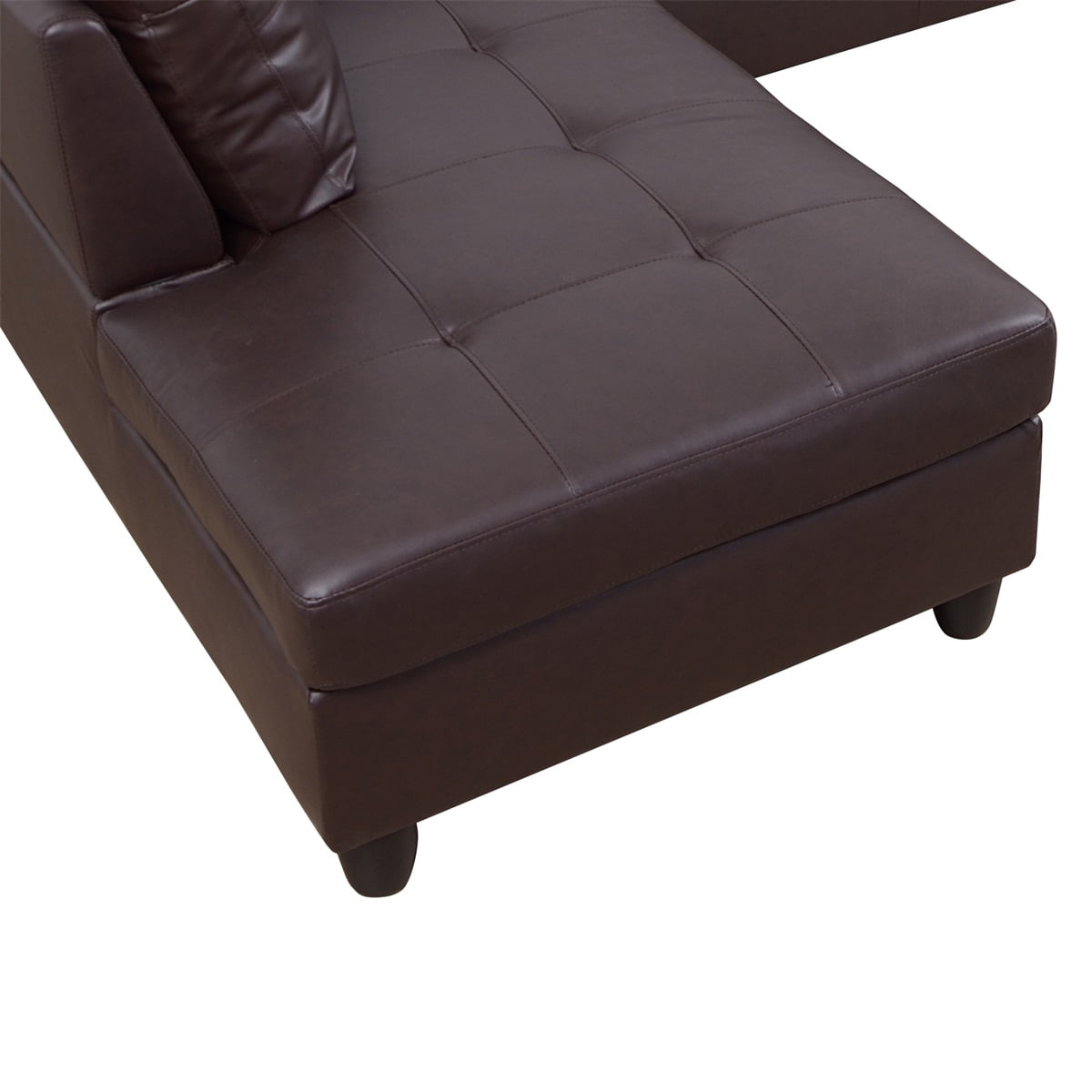 Hommoo Faux Leather L-Shaped Sectional Sofa, Modern 4-Seat Couches and Sofas Set, Living Room Furniture Sets for Home& Office, Brown(No Ottomans)