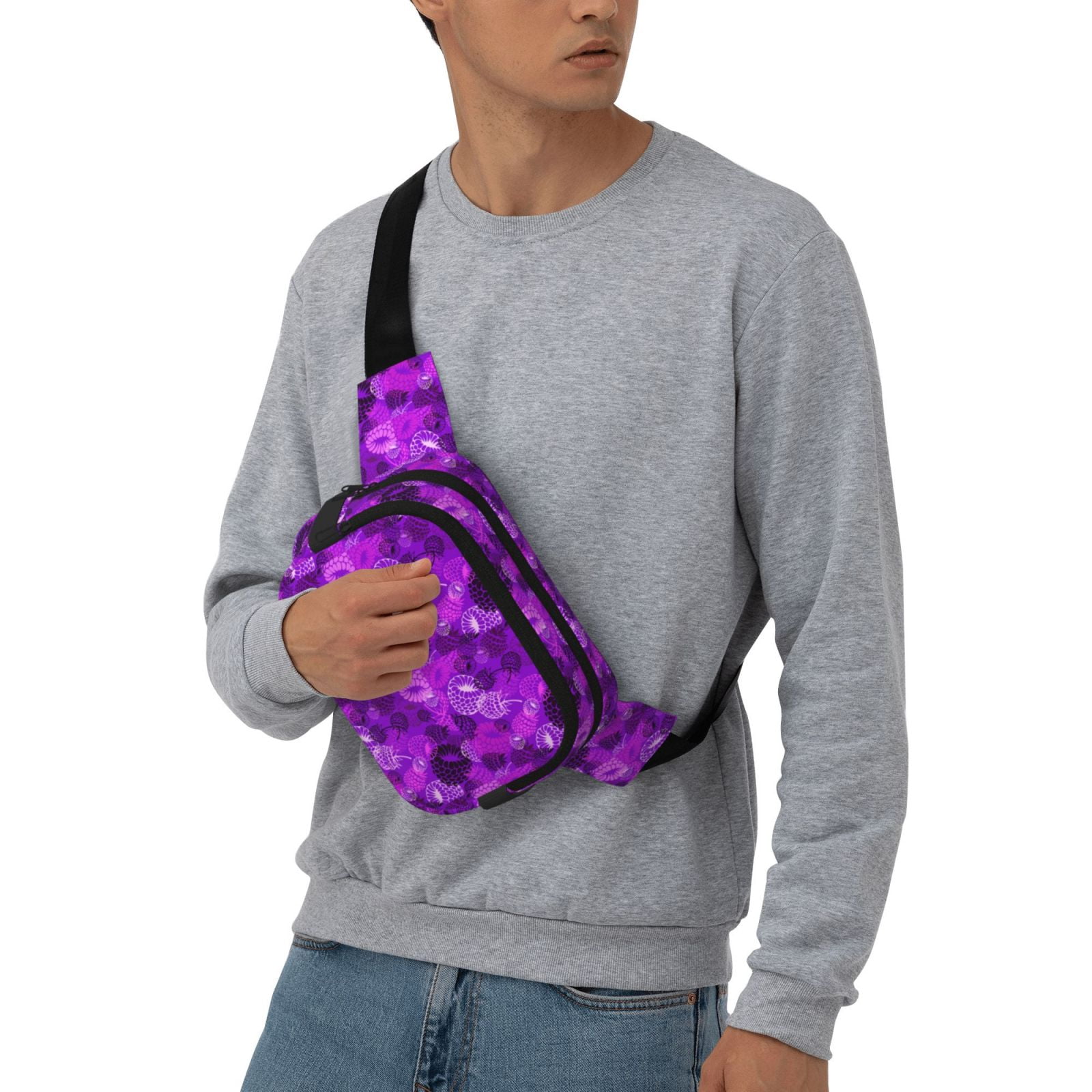 Picia Berry Raspberry Print Square Double-Layer Waist Bag Mini Adjustable Waist Belt Bag Exercise Running Travel Hiking