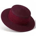 thumbnail image 2 of PBFRDSJ Women's Wide Brim Braided Sun Hat UPF 50+ Sun Protection Flat Top Hat Floppy Summer Beach Cap, 2 of 5