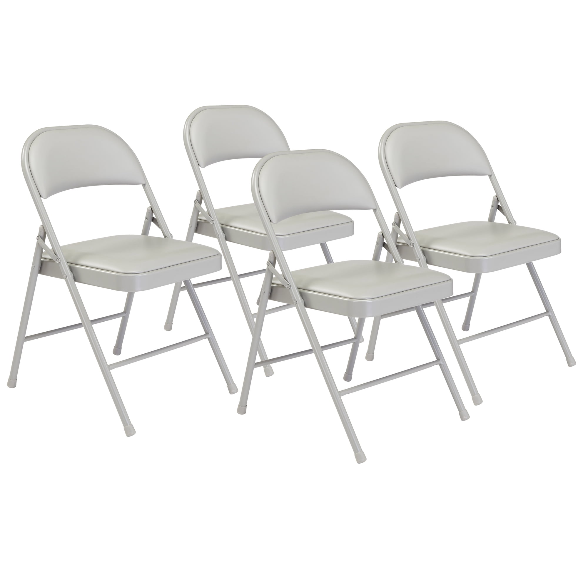(4 Pack) Commercialine Vinyl Padded Folding Chairs  Grey