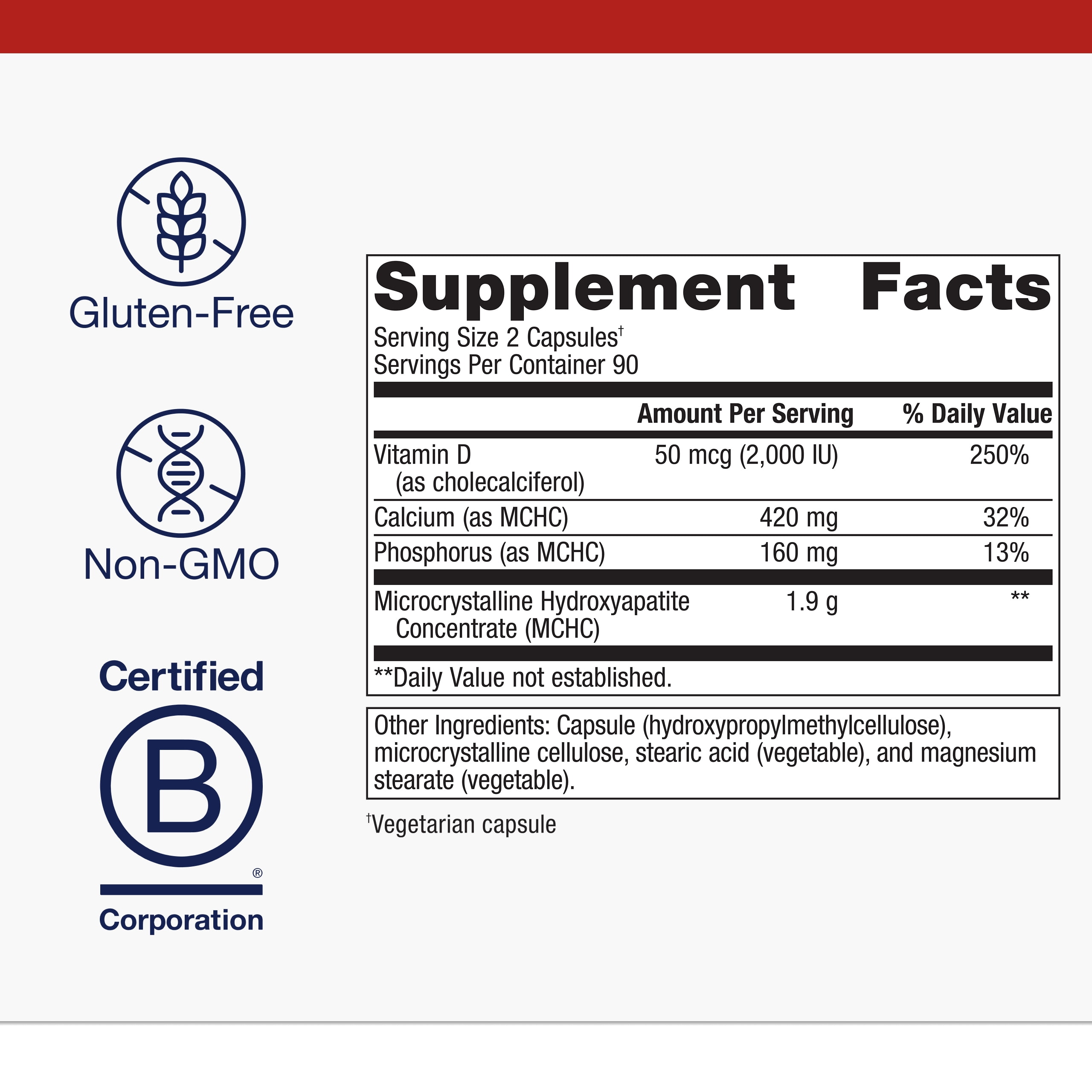Metagenics Bone Builder Plus - MCHC Supplement - High-Absorption - 2000 IU Vitamin D - With Calcium & Phosphorus - Non-GMO & Gluten-Free - 180 Capsules