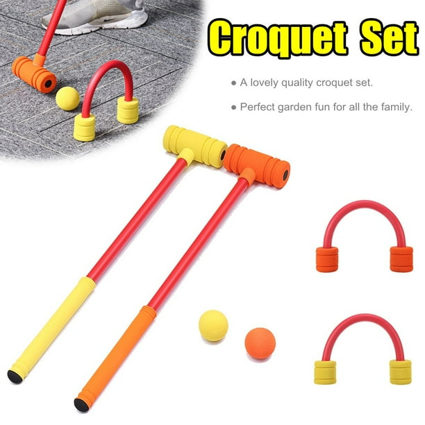 Portable Croquet Set Mallets Wickets Balls Outdoor Sports Game Adults