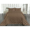 thumbnail image 2 of Ambesonne Fleur De Lis Quilted Bedspread Set 3 Pcs, French Pattern Squares, Twin, Chocolate Marigold Tan, 2 of 4