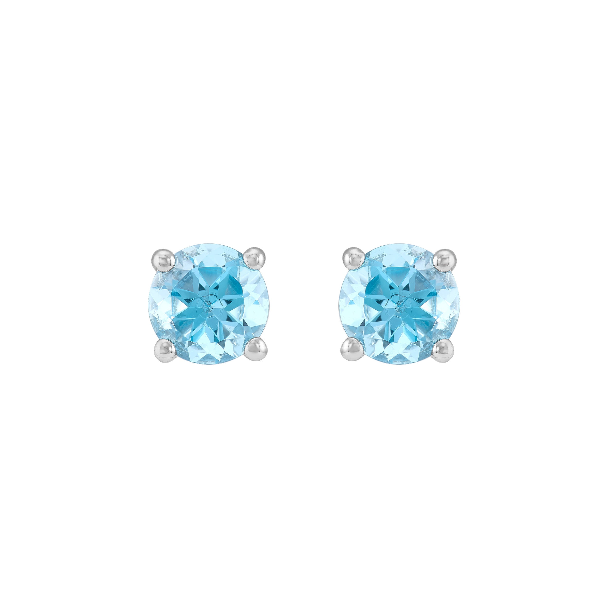 Brilliance Fine Jewelry Oval Blue Topaz Pendant and Round Stud Earrings Set in Sterling Silver
