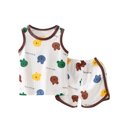 thumbnail image 1 of Ensemble de Gilet Sans Manches à Col Rond pour Enfants, Tenue Décontractée Deux Pièces en Polyester avec Imprimé d'Ourson Mignon + Shorts, Tissu Doux et Respirant, pour Garçons et Filles, Vêtements d'Intérieur, Photographie, Fête d'Anniversaire, 1 of 5