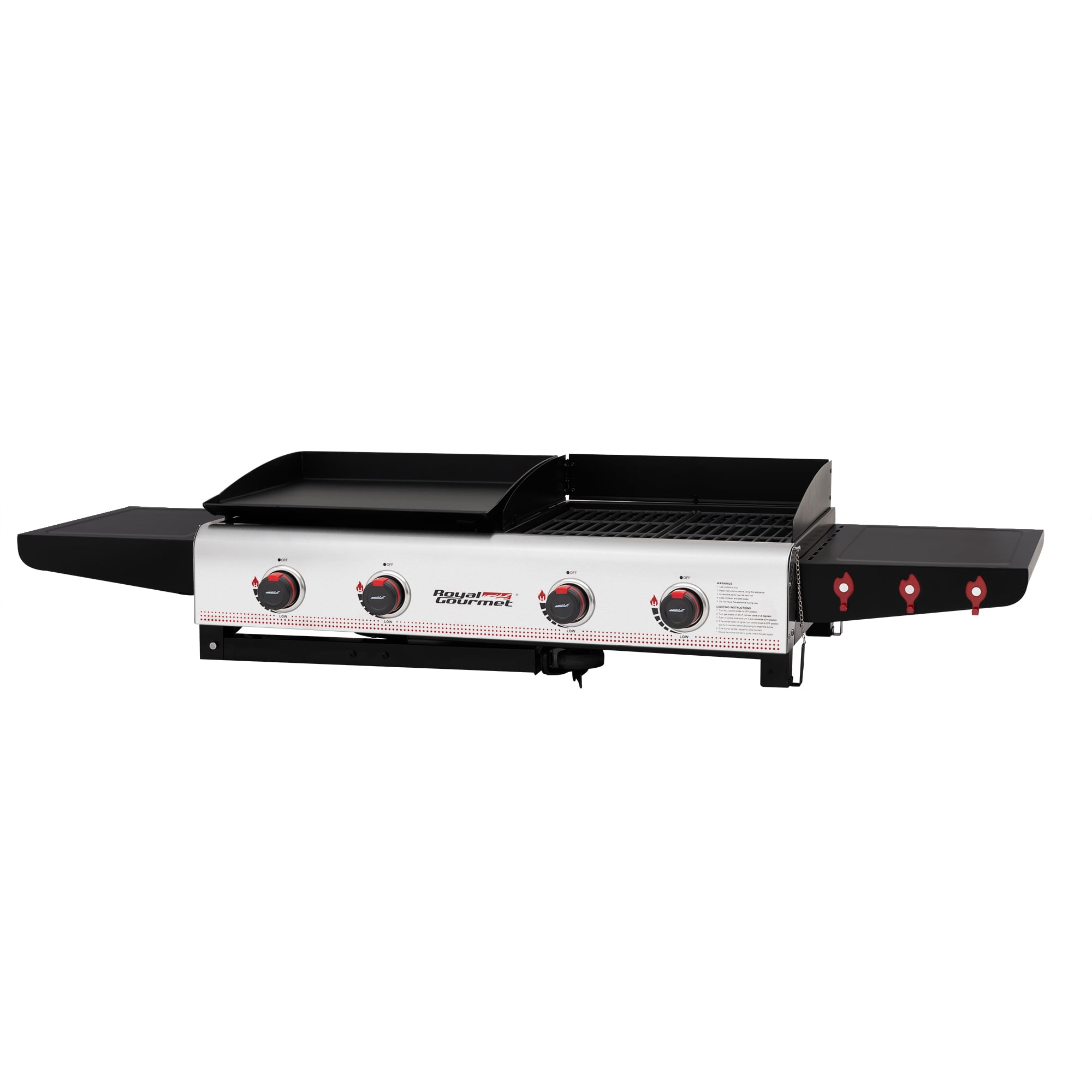 Royal Gourmet GD403 4-Burner Portable Flat Top Gas Grill and Griddle Combo Grill with Folding Legs