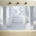 thumbnail image 2 of Heaven Backdrop Dreamy Clouds Columns White Doves Wedding Photography Background Stairs to Heaven Baptism Anniversary Party Decorations Banner Supplies Photo Booth Props, 2 of 6
