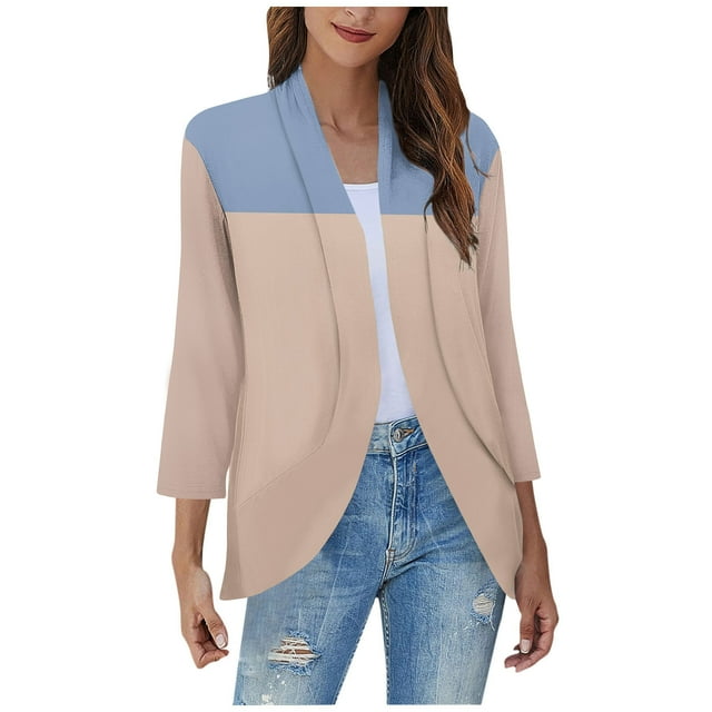 AherBiu Cardigan pour Femmes Léger Manches 3/4 Ouvert Cardigans Automne Décontracté Confortable Boléros Extérieur