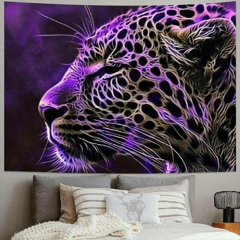 Nawypu Cheetah Small Tapestry Purple Ghost Leopard Wall Hanging