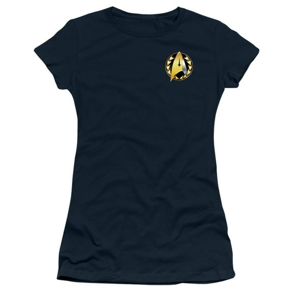 Star Trek Discovery Admiral Badge Junior Women's Sheer T-Shirt Navy