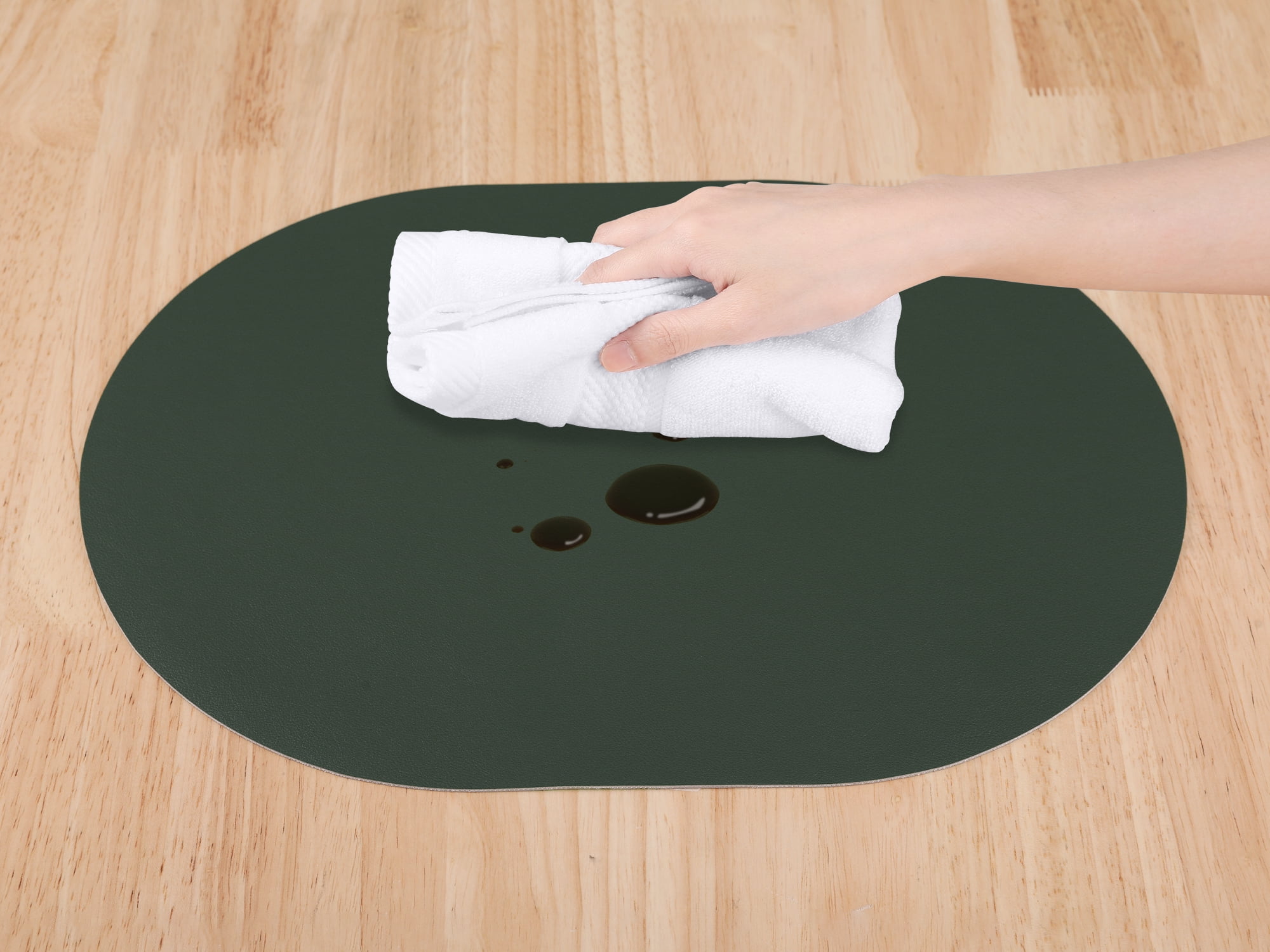Unique Bargains Set of 6 Leather Table Placemats for Dining Table Decor Dark Green Gray