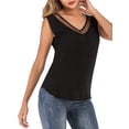 thumbnail image 5 of SAYFUT Women's Plus Size Tank Tops Round Neck Sleeveless Lace Vest Loose Blouse Shirt Summer Tank Top Black, 5 of 8