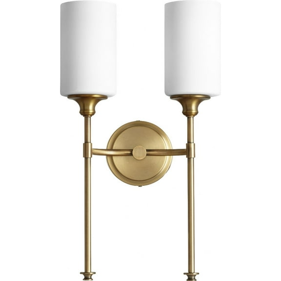 Quorum Lighting Celeste Glass 2-Light Aged Brass Wall Sconce