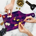 thumbnail image 4 of Magenta Cutting Board, Trippy Zip Style Mix Pattern with Dark Color Effects and Diagonal Linked Lines, Tempered Glass Cutting and Serving Board, Wine Bottle Shape, Fuchsia Purple, by Ambesonne, 4 of 5