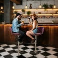 thumbnail image 2 of Modern PU Leather Bar Stools Set of 2, Adjustable Swivel Counter Stools, Counter Height Bar Stools with Back & Footrest For Kitchen Island Pub Dining Room (Purple), 2 of 8