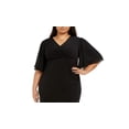 thumbnail image 2 of Connected Women's Flutter Sleeve Sheath Dress Black Size 24W, 2 of 3