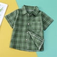 thumbnail image 6 of XuJwPNcy Little Boys Button Down Shirts Short Sleeve Comfy Plaid Tops Infant Collar T-Shirts Kids Summer Outfits with Pocket, 6 of 6