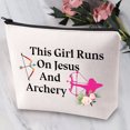 thumbnail image 3 of Archery Lover Gifts Archery Makeup Bag This Runs On Jesus And Archery Cosmetic Bag Archery Hunting Gift Archer Bow and Arrow Hunter Lady Travel Toiletry Bag, 3 of 6