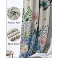 thumbnail image 3 of Watercolor Flowers Blackout Curtains for Bedroom Living Room Darkening Curtains 54 Inch Long Spring Floral Butterflies Botanical Beige Short Curtain for Small Window Treatment Drapes 52"x54"x2, 3 of 9