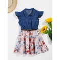 thumbnail image 6 of inhzoy Girls One-Piece Lapel Collar Flying Sleeve Denim Top A-line Dress Pink 10, 6 of 9