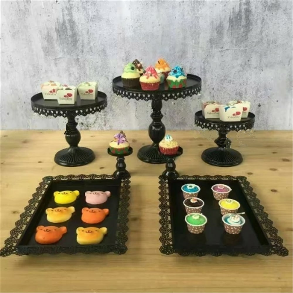 Set of 7 Cake Stand Set Elegant Metal Cake Holder Cupcake Stand Dessert