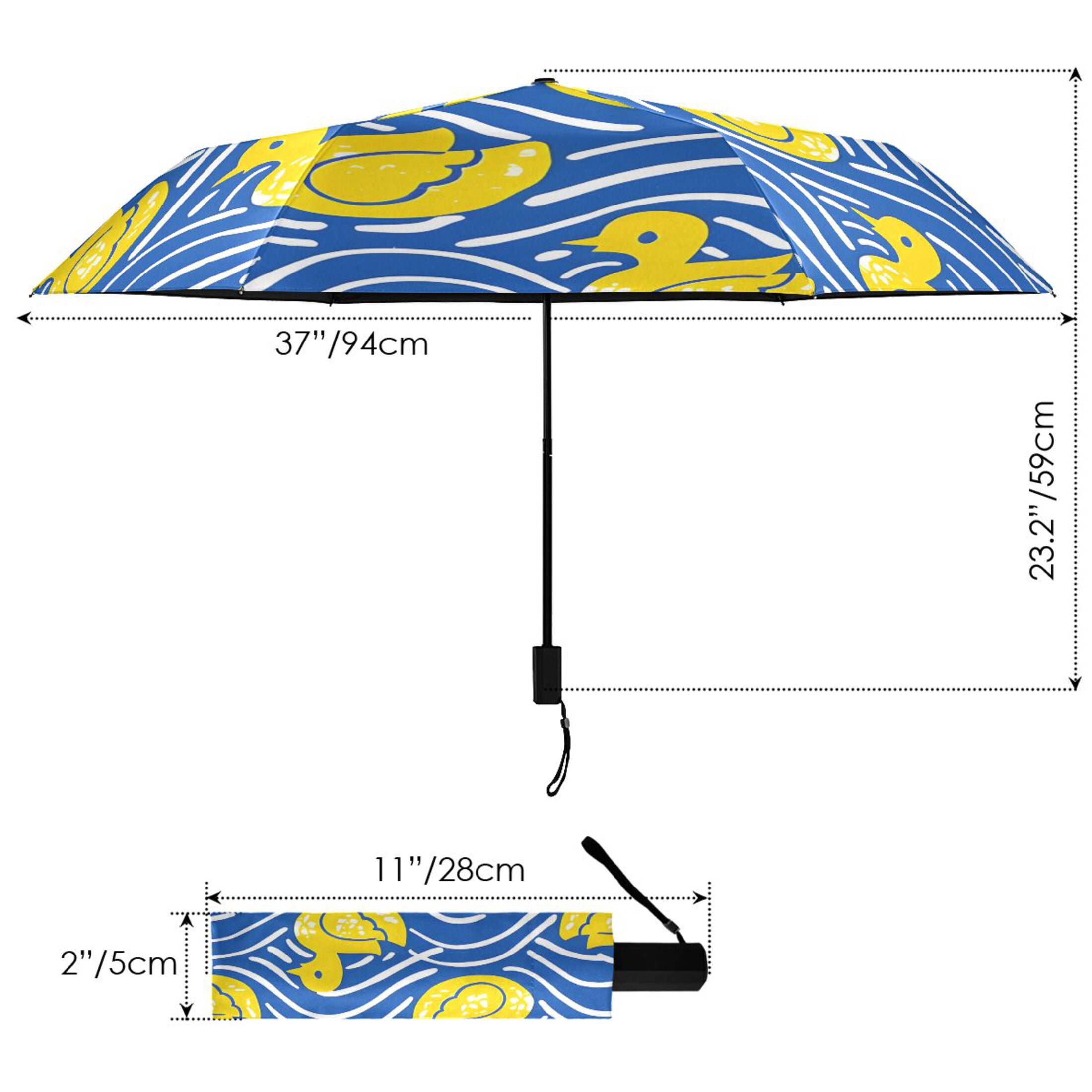 ALAZA Ducks on Wavy UPF 50+ Compact Folding Umbrella for Rain Travel Umbrella Packable