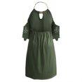 thumbnail image 4 of Fridja Robe Longue Unie pour Femmes en Dentelle à Manches Courtes, Col Rond, Dos Nu, Coupe Ample, 4 of 5