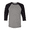 Deep Heather/ Black, variant on Unisex Three-Quarter Sleeve Baseball Tee Color Black Heather/ Black X-Small Size