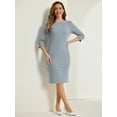 thumbnail image 4 of DARING DIVA Women's 3/4 Sleeve Work Pencil Midi Dresses M Grey, 4 of 6