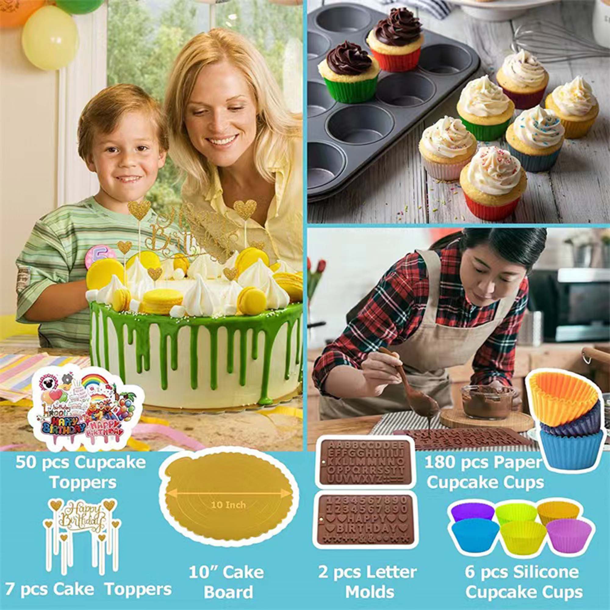 Suuker 137 Pcs Cake Decorating Supplies Kit, Icing Piping Tips and Piping Bags with Pattern Chart, Baking Accessories with Cake Turntable and