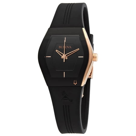 Bulova Gemini Quartz Crystal Black Dial Ladies Watch 97L163