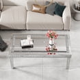 thumbnail image 4 of Wisfor Crush Diamond Rectangle Coffee Table – 120cm Long Modern Glass Top with Mirror Finish, Diamond Cut Inlaid Reflective Design, Glam Decor, Sparkling HD Silver Luxury Center Table for Living Room, 4 of 14