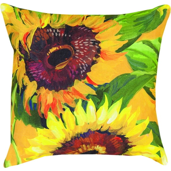 MWW Manual Indoor/Outdoor Climaweave Throw Pillow, Sunflowers, 18"