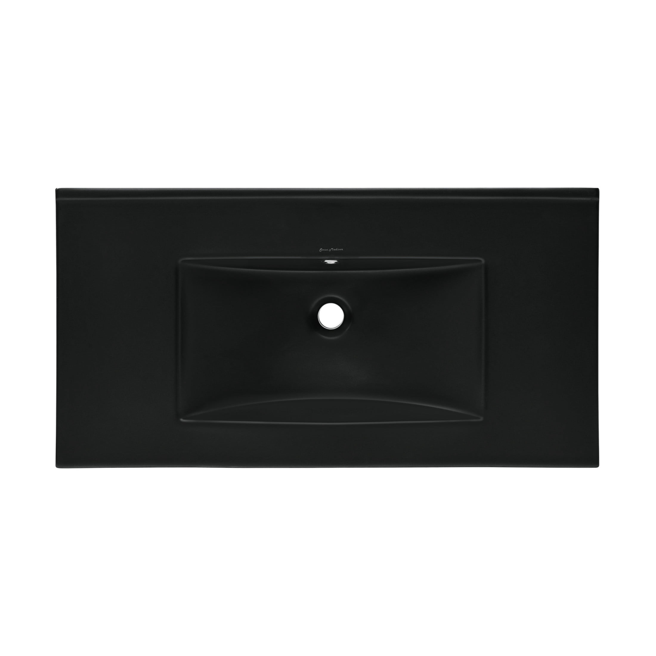 36" Zero Hole Vanity Sink Top in Matte Black