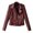 Wine, variant on Lindreshi Womens Shackets Coat in Clothing Women Ladies Lapel Motor Jacket Coat Zip Biker Short Punk Cropped Tops