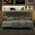 thumbnail image 4 of Euroco Wood Twin XL Murphy Bed with Desk and LED Light, Storage Wall Bed with USB Charging Station, 4 of 12