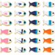 thumbnail image 1 of 1 caja de 32 cuentas de peces esmaltadas, de doble cara, estilo veraniego, con forma de animales marinos en color azul marino. Cuentas espaciadoras sueltas., 1 of 6