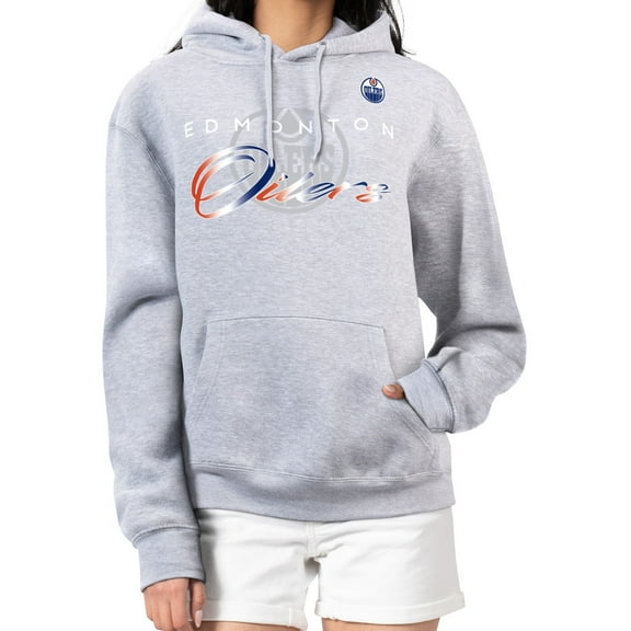 Women's G-III 4Her by Carl Banks  Gray Edmonton Oilers Shadow Logo Fleece Hoodie