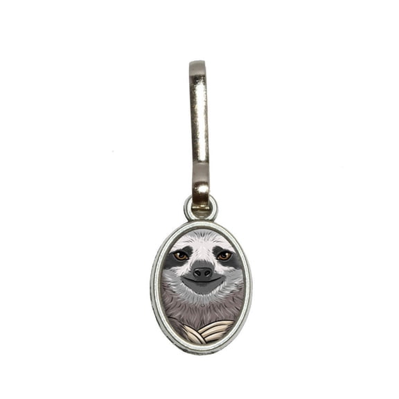 Sloth Face Oval Zipper Pull