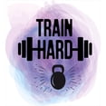 thumbnail image 3 of Fitness Duvet Cover Set, Watercolors Style Train Hard Life Message Kettlebell and Barbell, Decorative 2 Piece Bedding Set with 1 Pillow Shams, Twin Size, Lavender Pale Blue Black, by Ambesonne, 3 of 3