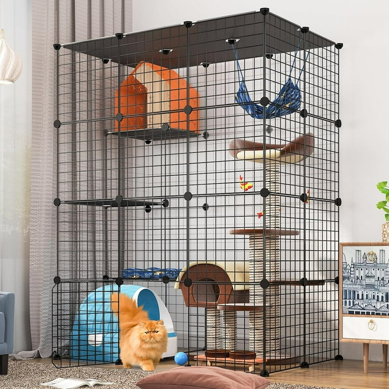 Large Cat Cage Enclosure Indoor DIY Cat Playpen Detachable Metal Wire Kennels Crate 2x3x4 Large Exercise Place Ideal for 1 3 Cat Walmart