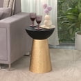 thumbnail image 2 of Modern Accent Side Table with Gold Hammered Metal Base and Matte Black Bowl Top – Decorative Round End Table for Living Room, Bedroom, or Entryway, 2 of 7
