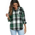 thumbnail image 2 of Plaid Hoodie Jackets Women - Women's Plaid Shirt, Ladies Long Sleeve Button-Up Flannel Tops, Female Casual Collared Shirt for Fall and Winter Jackets, 2 of 9