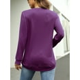 thumbnail image 6 of TEMOFON Women's Tops Long Sleeve Crewneck Tunic Top Casual Loose Fit Soft Blouse T-Shirts Purple Spring Fashion Tee, 6 of 6
